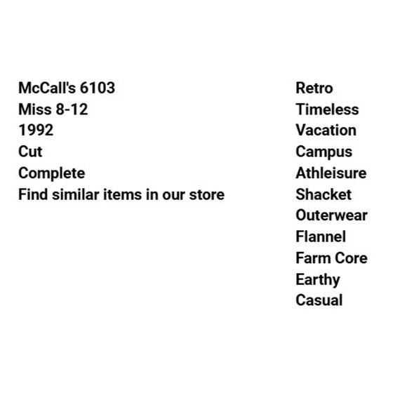 Vtg McCalls 6103 Jacket Pattern 8-12 1992 Shacket Outerwear Flannel Farm Core - Picture 3 of 7